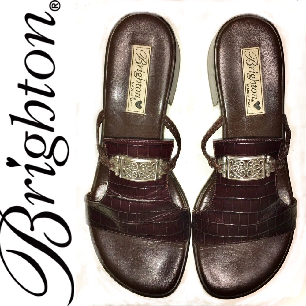 BRIGHTON Mavis brown croc sandals